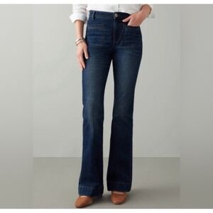 J. Jill Curvy High-Rise Flare Jeans Dark Wash Denim Size 14P Womens Wide Leg